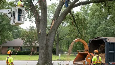 Emergency tree service crew clearing fallen trees in Richmond, VA after a storm