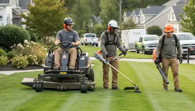 Tree service crew providing lawn care in Richmond, VA for residential and commercial properties