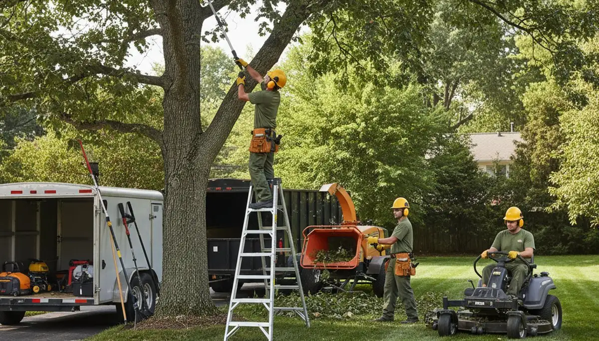Arbor Tree Care crew providing lawn service in Richmond, VA for residential property maintenance