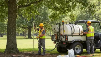 Richmond, VA arborist applying tree fertilizing service for healthier, stronger trees