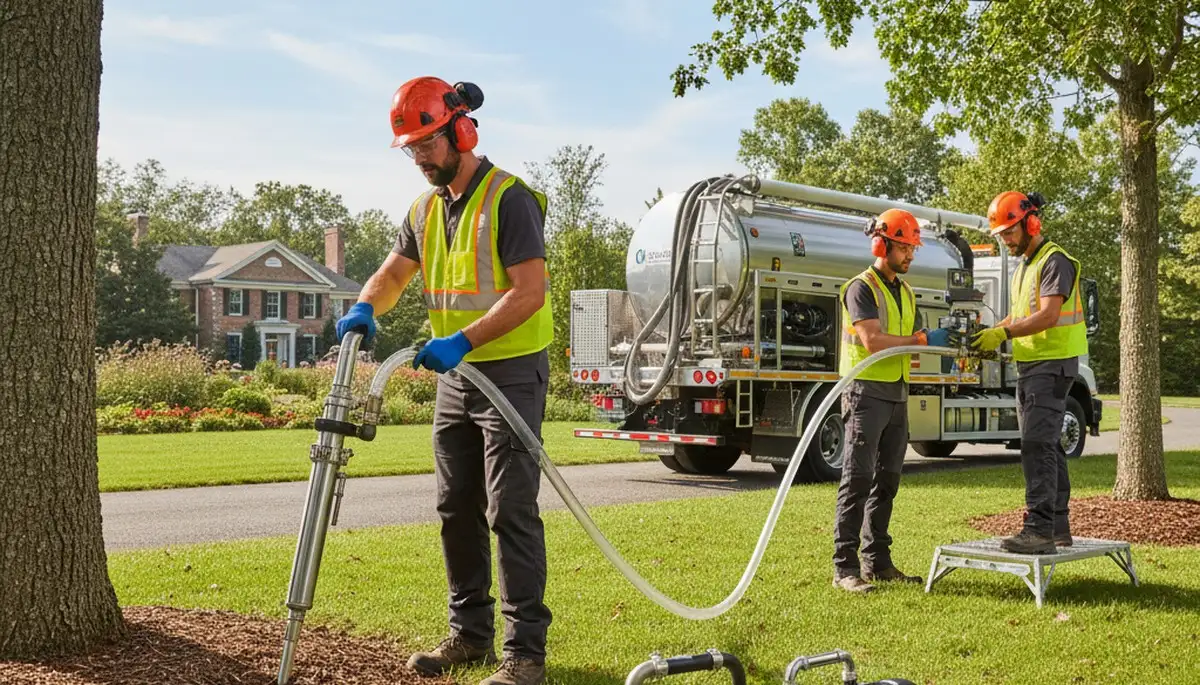 Richmond, VA arborist applying tree fertilizing treatment for healthier trees and soil nutrition