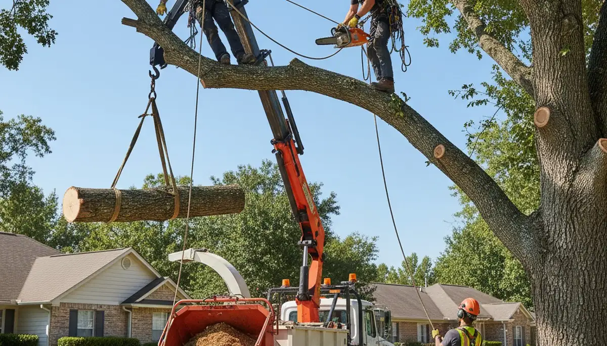 Richmond, VA tree service crew removing a hazardous tree for safe property clearing