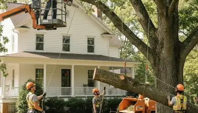 Professional tree service team trimming trees in Richmond, VA for safe, healthy landscapes