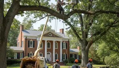 Tree service team trimming trees in Richmond, VA for safe, professional property care
