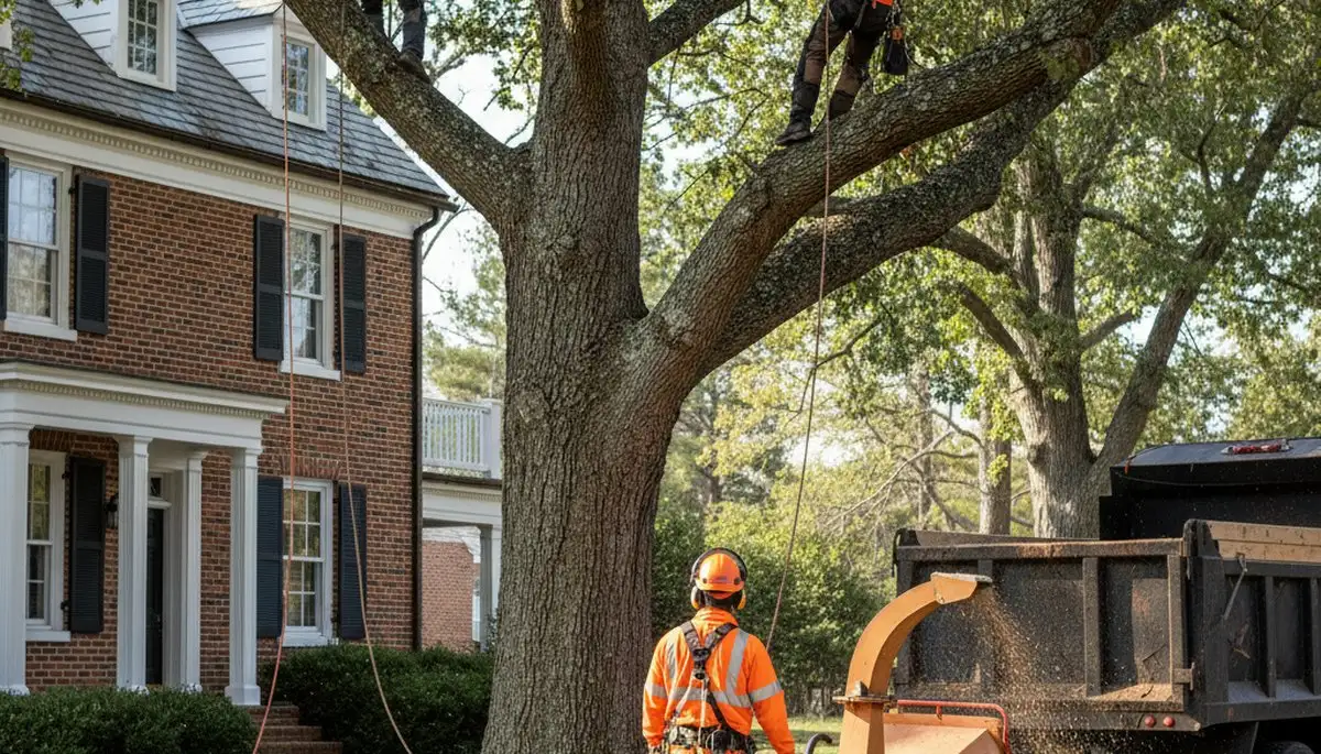 Tree service crew in Richmond, VA trimming and removing trees for a safe, clean property