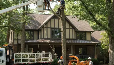 Tree service crew trimming trees in Richmond, VA for safe, professional property care