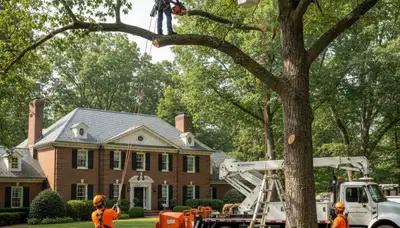 Tree service crew trimming and removing branches in Richmond, VA