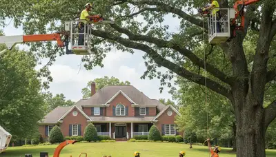 Tree service crew trimming trees in Richmond, VA