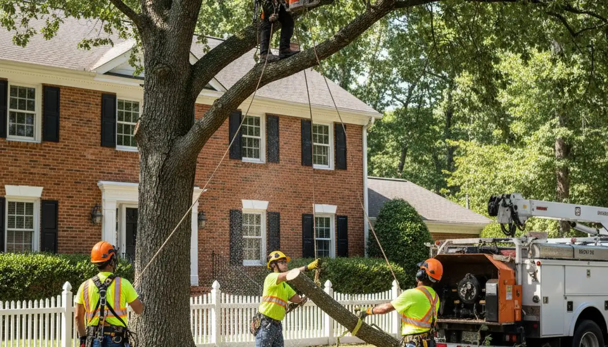 Tree service crew trimming trees in Richmond, VA