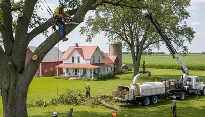 Tree service crew trimming trees in Richmond, VA for safe, professional property maintenance