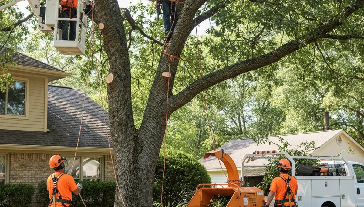 Tree trimming crew in Richmond, VA improving tree health and safety for a local property